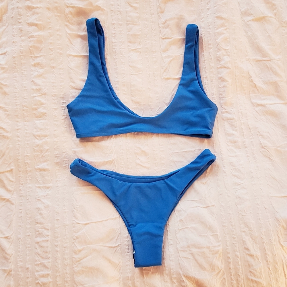 Blue Cheeky Bikini Set
